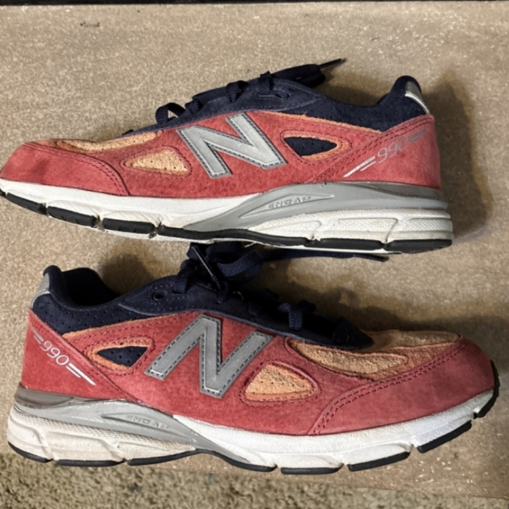 New Balance 990 Rust Navy and Gray Sneakers